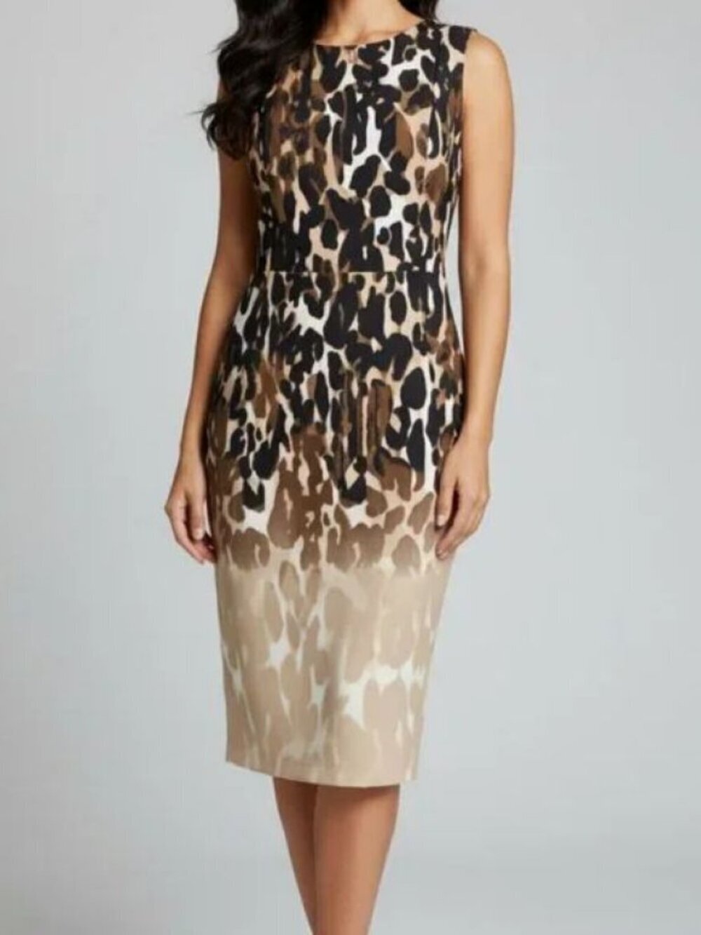 Calvin Klein sexy Leopard Bodycon Dress w/Gold zipper down back! -14